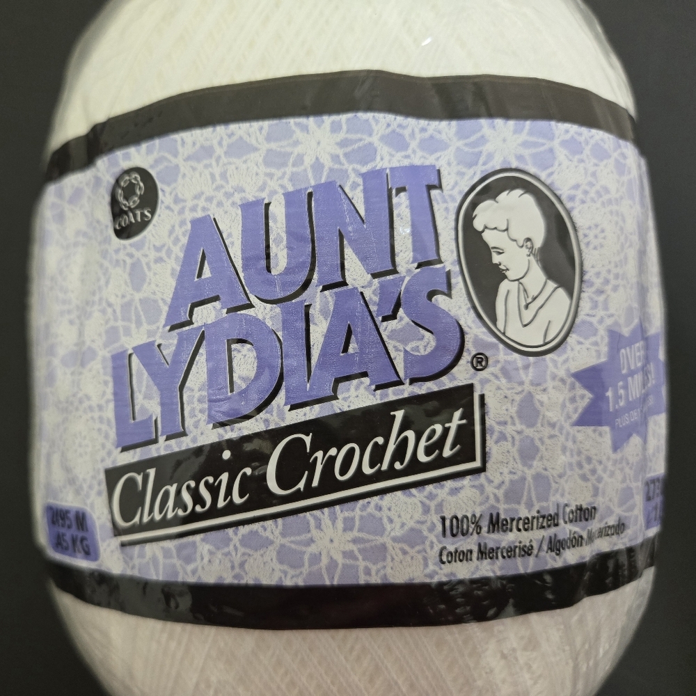 Aunt Lydia's Classic Crochet Thread in White 2730 Yds 1 Lb.